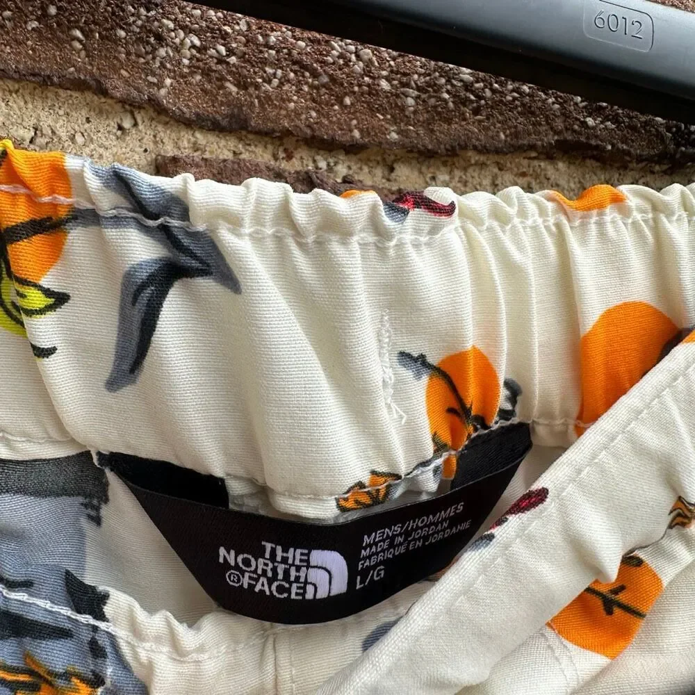 The North Face Swim Trunks Shorts Cream Print Elastic Waist Men’s L NEW
